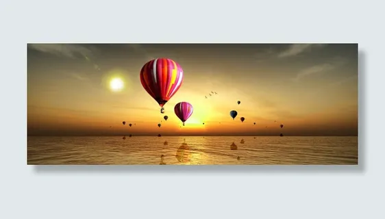 旅游海上热气球夕阳下唯美背景banner
