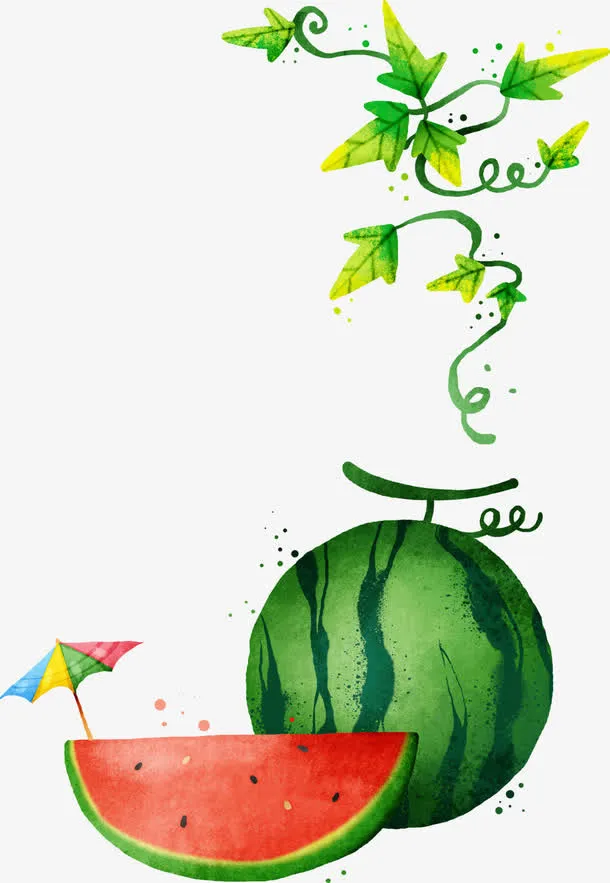 手绘水果西瓜免抠