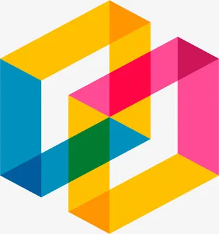 彩色立体四边形边框免抠