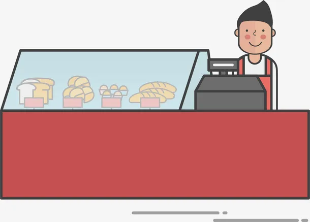 手绘卡通面包店铺免抠