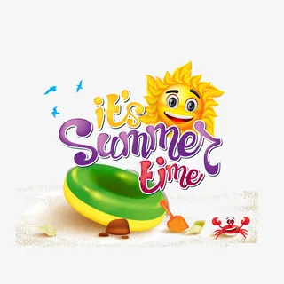 summer 夏天 沙滩 太阳 游泳圈免抠