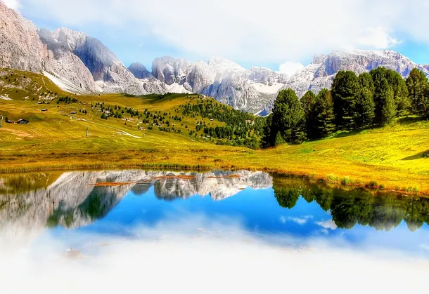 春天绿色山水风景免抠