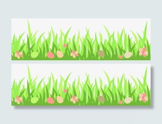 绿色卡通草地风景手绘免抠