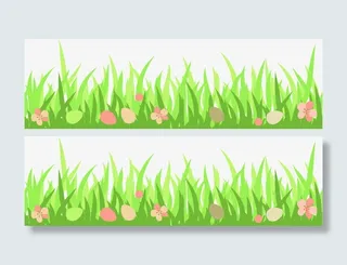 绿色卡通草地风景手绘免抠