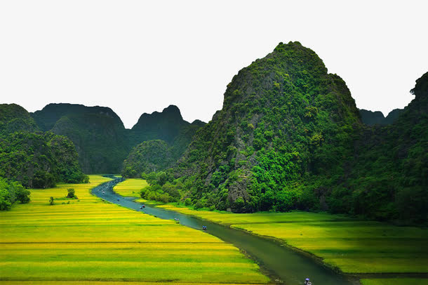 泰国山水田园景色免抠