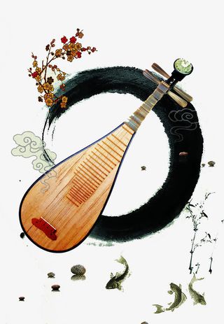 墨圈琵琶中国风海报背景