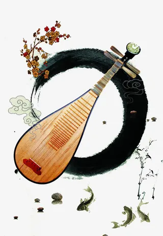 墨圈琵琶中国风海报背景