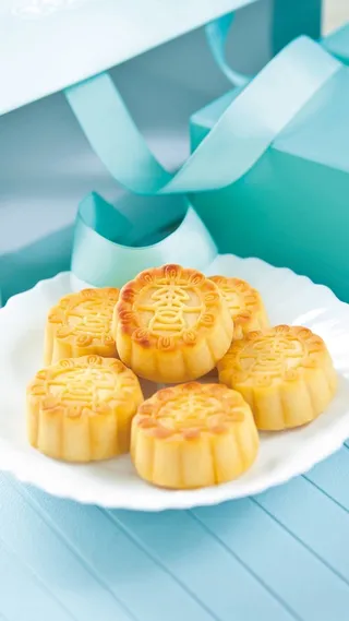 蓝色礼袋月饼H5背景高清