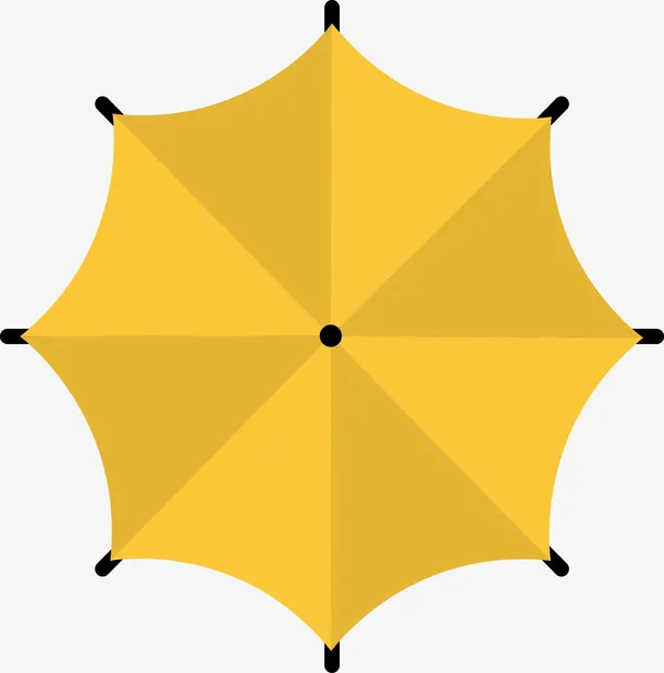 撑开的黄色雨伞图免抠