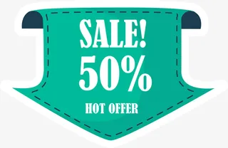 绿色箭头降价促销标签免抠
