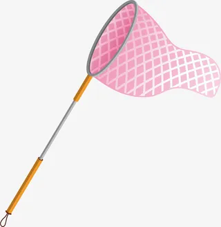 粉色矢量交叉捕虫网免抠