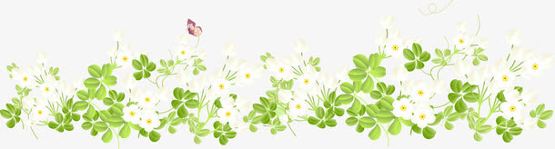 绿白色清新植物鲜花免抠