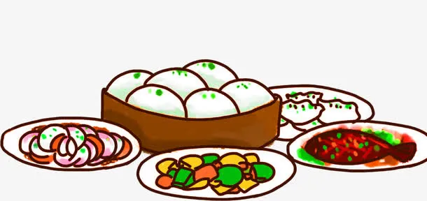 手绘料理免抠