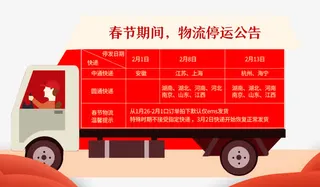 春节物流放假通知海报设计免抠