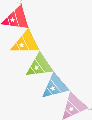 彩色卡通小旗七夕情人节免抠