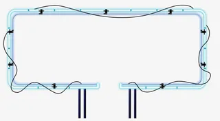 蓝色霓虹灯边框图案免抠