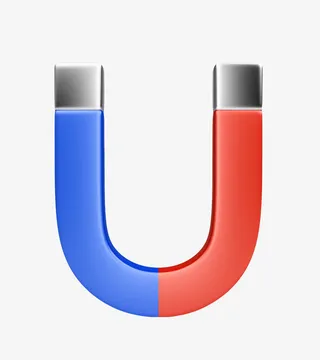 红蓝色天然磁石发光发亮的u型吸免抠