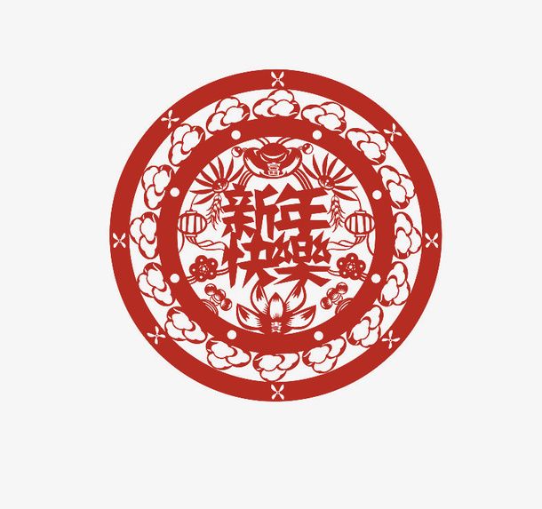 春节新年快乐剪纸免抠