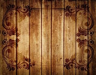 画在木板上的黑色花纹免抠