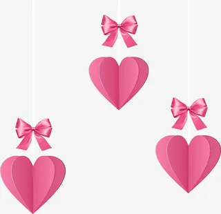 可爱浪漫粉色折纸剪纸风蝴蝶结爱免抠