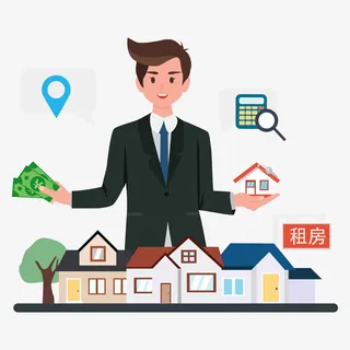 租房交易人物矢量图免抠