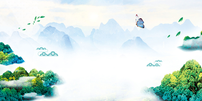 中国风山水画海报背景素材高清
