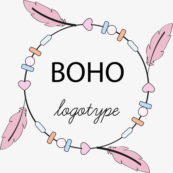 粉色羽毛装饰圆圈LOGO免抠