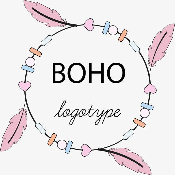 粉色羽毛装饰圆圈LOGO免抠