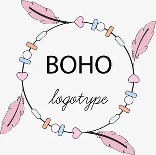 粉色羽毛装饰圆圈LOGO免抠