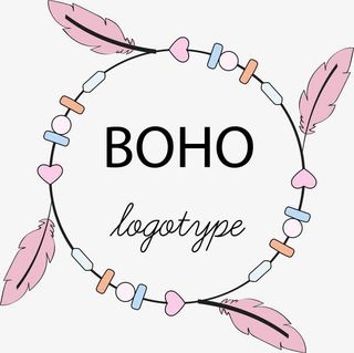 粉色羽毛装饰圆圈LOGO免抠