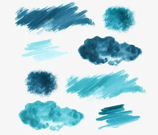 蓝色水彩免抠
