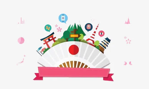 扇形日式图案组合元素免抠