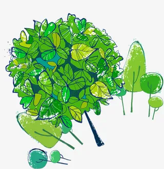 绿色春天美景环保植物免抠