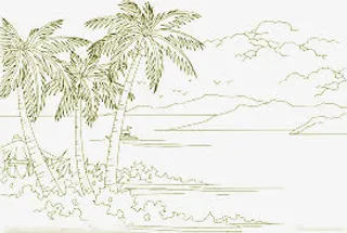 沙滩简笔画免抠