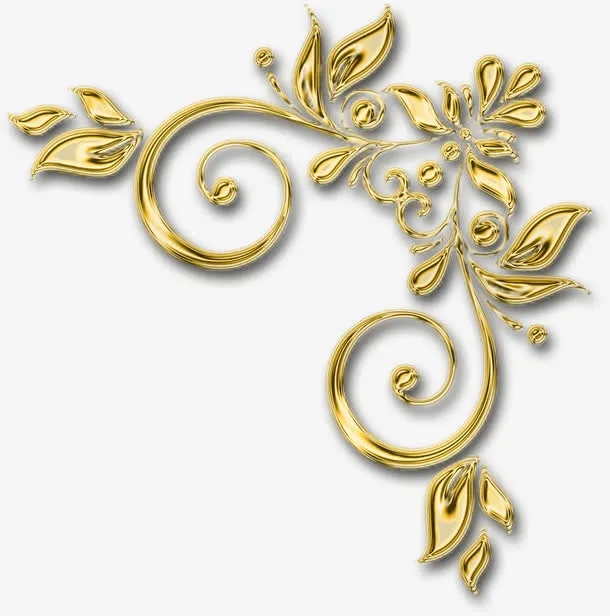 金色对称花边精美美丽免抠