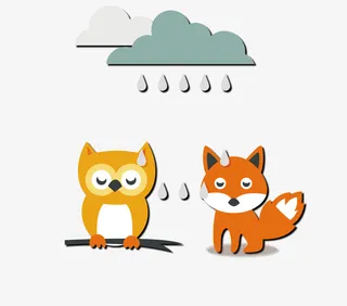 阴雨天树枝上小憩的猫头鹰免抠