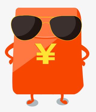 手绘墨镜红包造型免抠