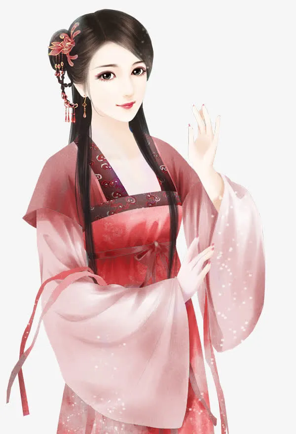 彩绘立绘红色古装古风美女免抠