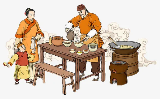 古代人物夫妻做饭作坊免抠
