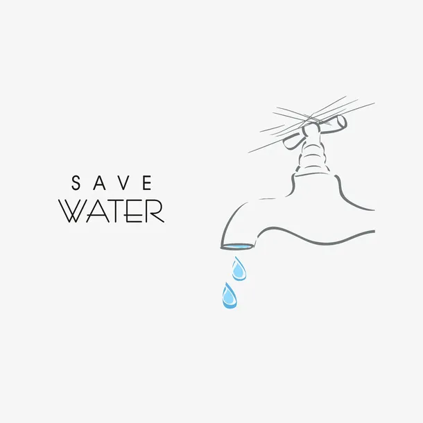 简笔手绘漏水的水龙头海报素材免抠