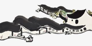水墨院子素材天下免抠