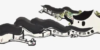 水墨院子素材天下免抠
