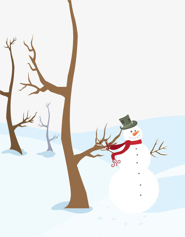矢量手绘冬季雪人免抠