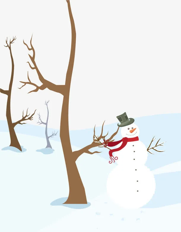 矢量手绘冬季雪人免抠