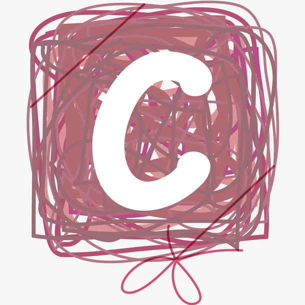 卡通手绘圆圈字母C免抠