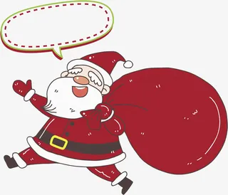 卡通背着口袋的圣诞老人免抠