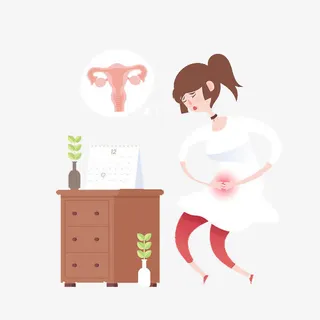 一个手捂肚子的女孩免抠