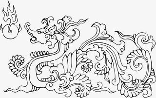 手绘龙凤纹样图免抠