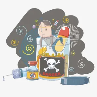 卡通眩晕的男人和药物免抠