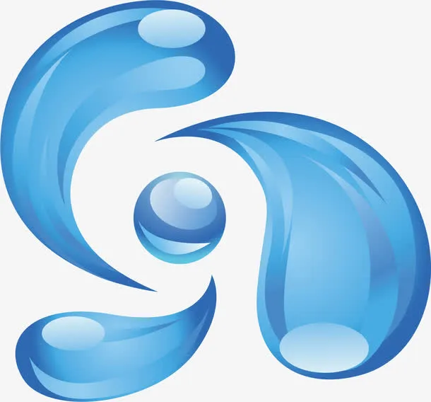 蓝色水花元素免抠